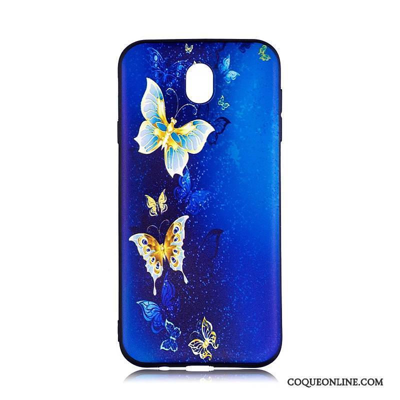 Samsung Galaxy J7 2017 Coque Dessin Animé Fluide Doux Étoile Tendance Étui Bleu Peinture
