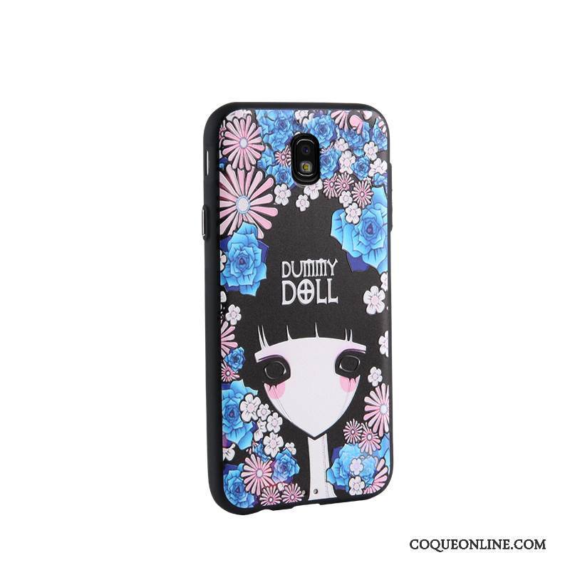 Samsung Galaxy J7 2017 Dessin Animé Étoile Fluide Doux Business Noir Coque De Téléphone Gaufrage