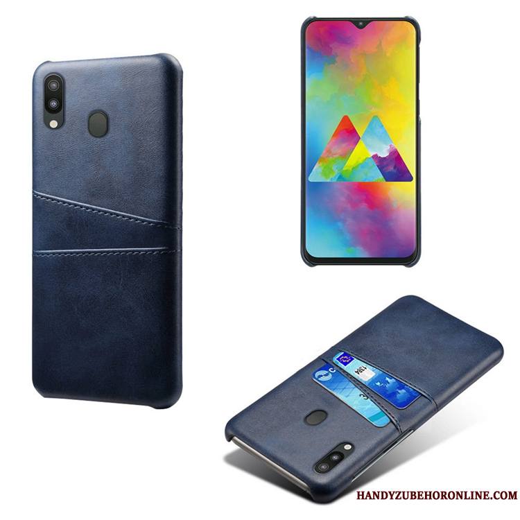 Samsung Galaxy M20 Coque Carte Protection Bleu Incassable Petit Bovins Modèle Fleurie