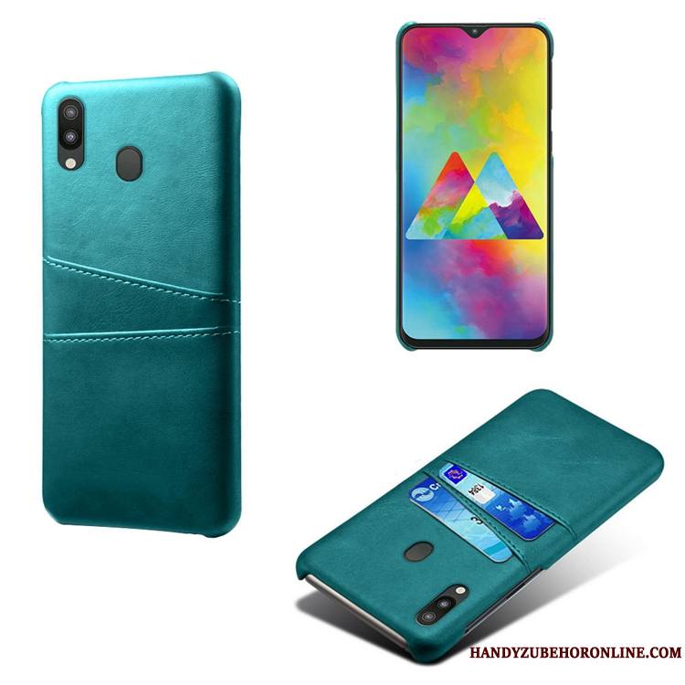 Samsung Galaxy M20 Coque Carte Protection Bleu Incassable Petit Bovins Modèle Fleurie