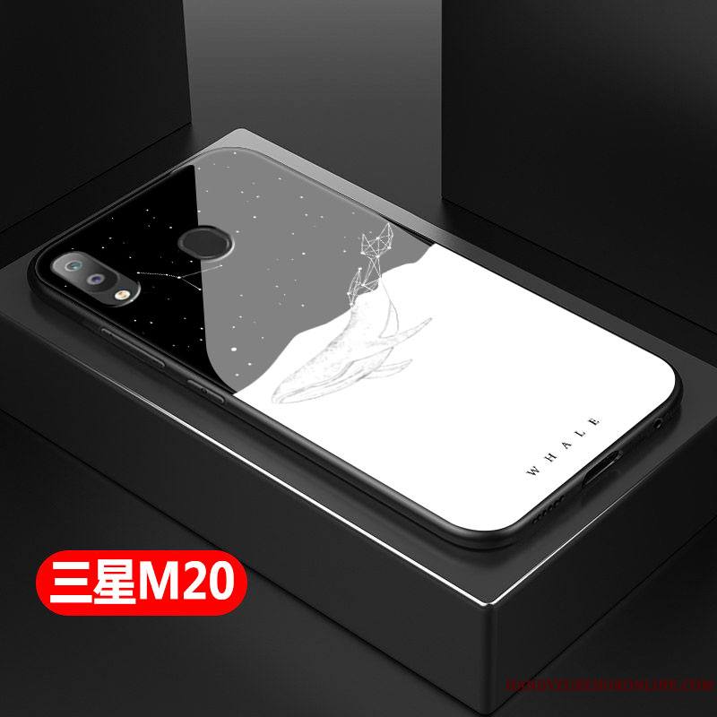 Samsung Galaxy M20 Coque Protection Silicone Noir Étoile Créatif Incassable Fluide Doux