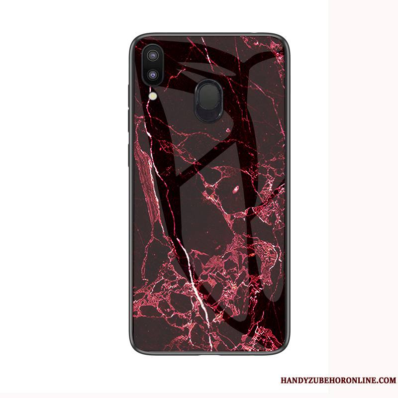 Samsung Galaxy M20 Coque Verre Étoile Fluide Doux Blanc Net Rouge Protection Difficile