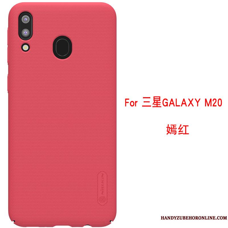 Samsung Galaxy M20 Délavé En Daim Étui Protection Coque De Téléphone Tout Compris Or Incassable