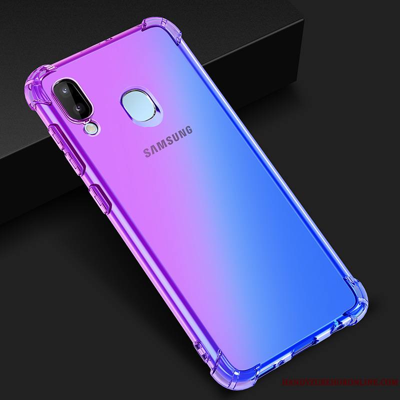 Samsung Galaxy M20 Violet Coque De Téléphone Dégradé De Couleur Étoile Étui Bleu