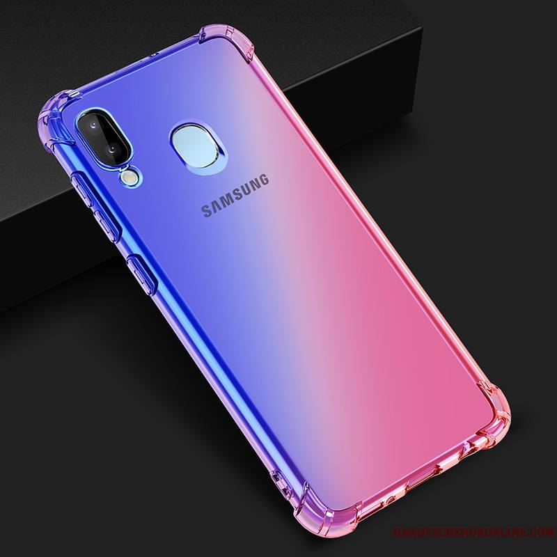 Samsung Galaxy M20 Violet Coque De Téléphone Dégradé De Couleur Étoile Étui Bleu