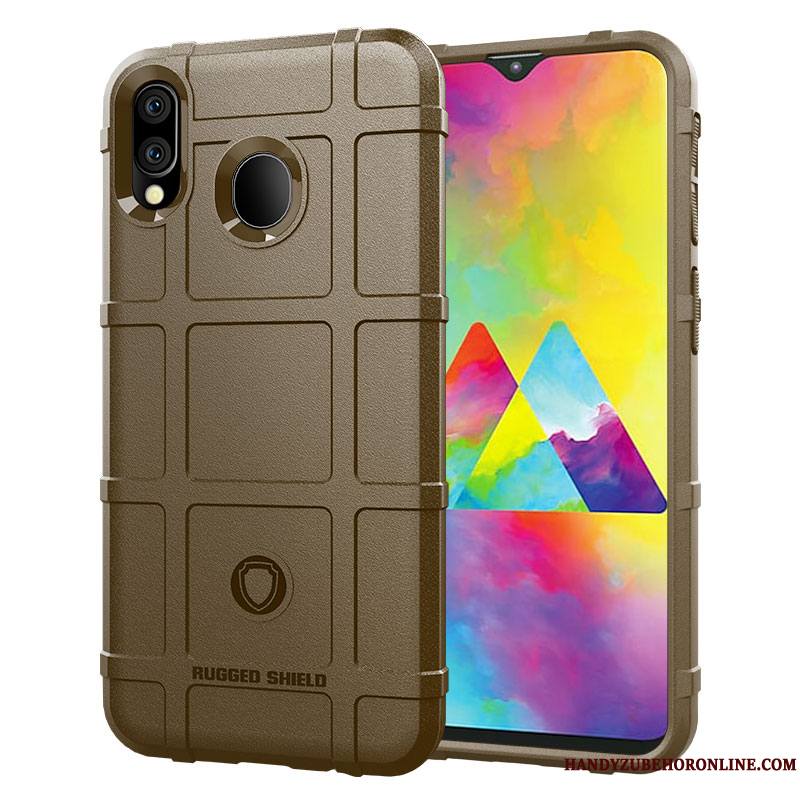 Samsung Galaxy M20 Étoile Tout Compris Antidérapant Marque De Tendance Délavé En Daim Refroidissement Coque De Téléphone