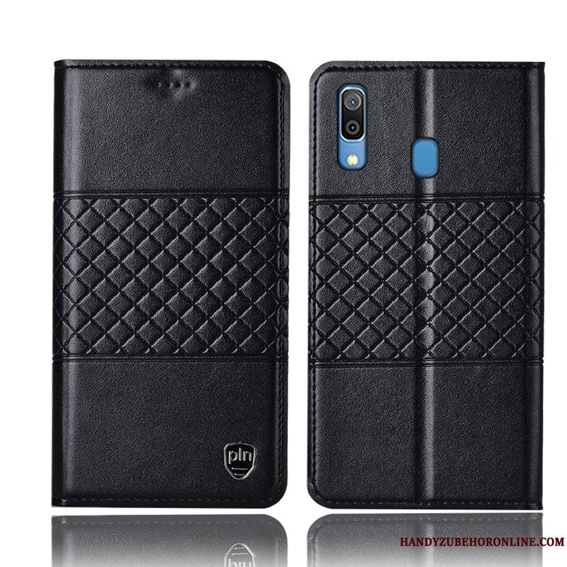 Samsung Galaxy M20 Étui En Cuir Protection Coque De Téléphone Noir Étoile Incassable Housse