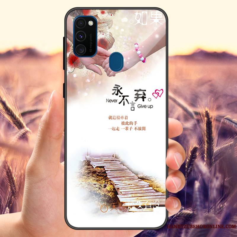 Samsung Galaxy M30s Coque Tout Compris Modèle Tendance Fluide Doux Verre Trempé Incassable Net Rouge