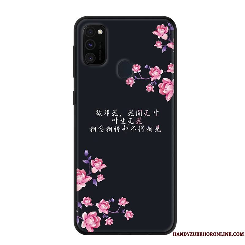 Samsung Galaxy M30s Rose Étoile Délavé En Daim Étui Fluide Doux Protection Coque