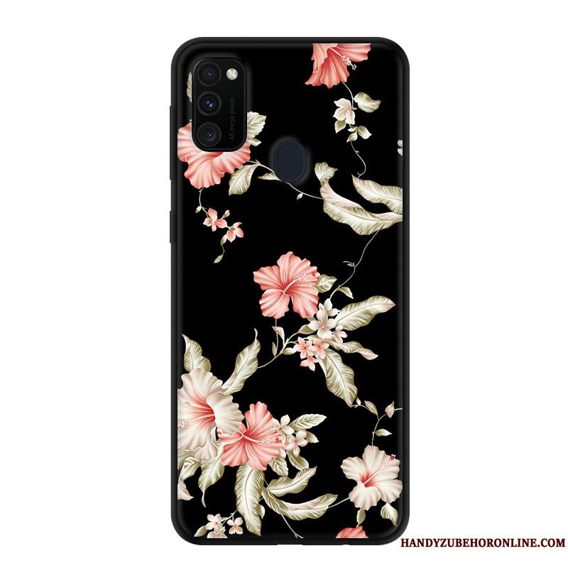 Samsung Galaxy M30s Rose Étoile Délavé En Daim Étui Fluide Doux Protection Coque