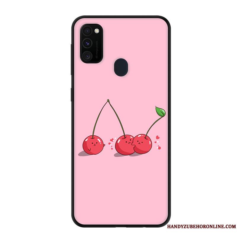 Samsung Galaxy M30s Rose Étoile Délavé En Daim Étui Fluide Doux Protection Coque