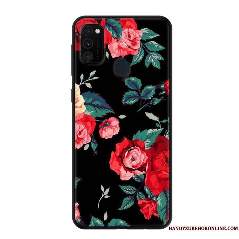 Samsung Galaxy M30s Rose Étoile Délavé En Daim Étui Fluide Doux Protection Coque