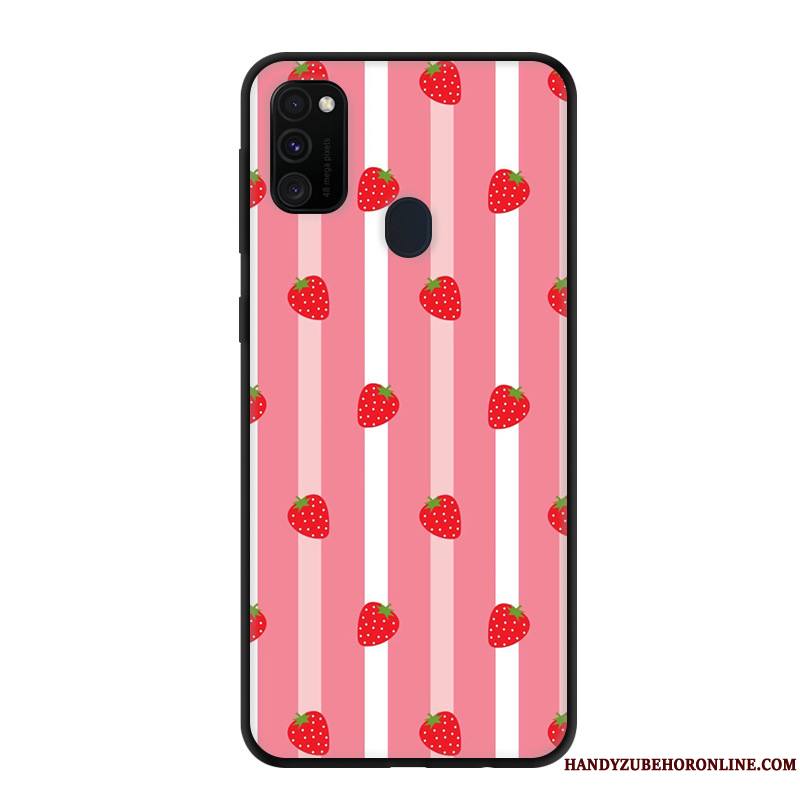 Samsung Galaxy M30s Rose Étoile Délavé En Daim Étui Fluide Doux Protection Coque