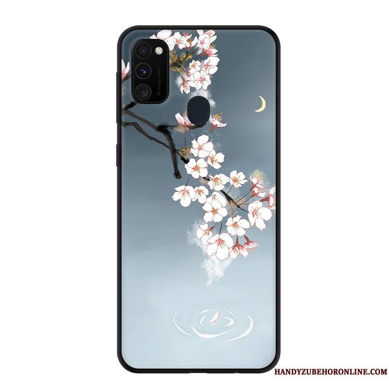 Samsung Galaxy M30s Rose Étoile Délavé En Daim Étui Fluide Doux Protection Coque