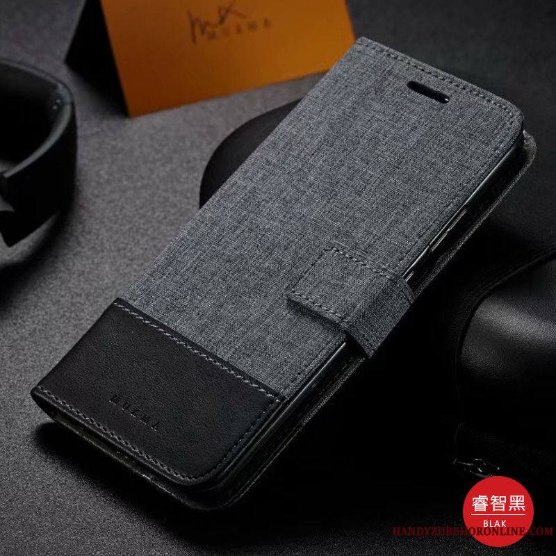 Samsung Galaxy M30s Tissu Étui En Cuir Gris Coque De Téléphone Modèle Fleurie Incassable Étoile