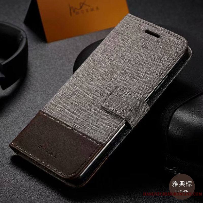 Samsung Galaxy M30s Tissu Étui En Cuir Gris Coque De Téléphone Modèle Fleurie Incassable Étoile