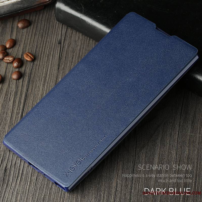 Samsung Galaxy Note 10+ Bleu Coque De Téléphone Très Mince Étui En Cuir Couleur Housse Étoile