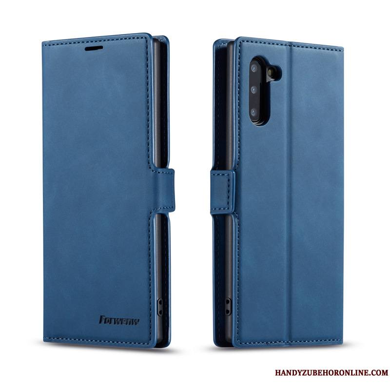 Samsung Galaxy Note 10 Carte Étoile Étui En Cuir Coque De Téléphone Bleu Housse
