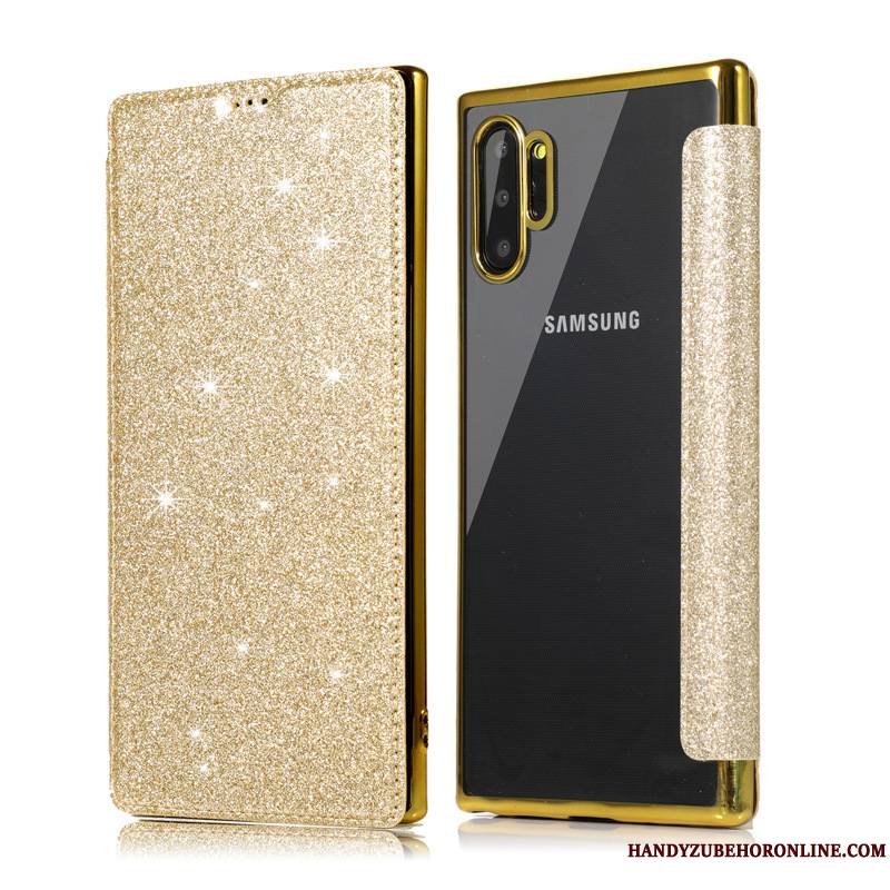 Samsung Galaxy Note 10+ Coque Noir Étoile Étui Téléphone Portable