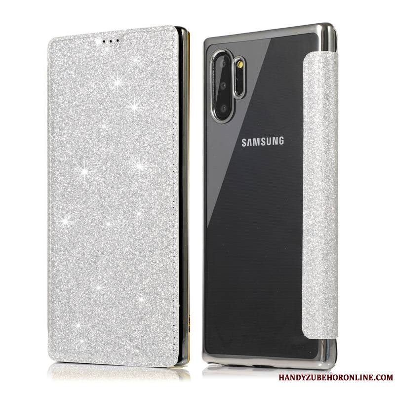 Samsung Galaxy Note 10+ Coque Noir Étoile Étui Téléphone Portable