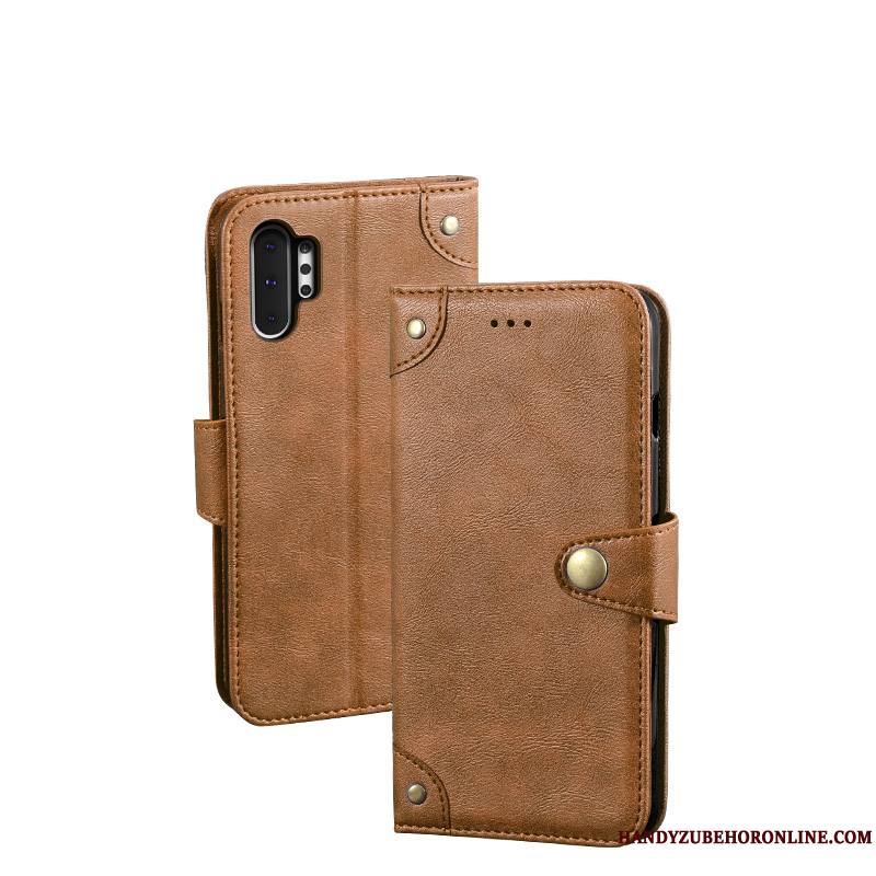 Samsung Galaxy Note 10+ Coque Étui Portefeuille Vintage Protection Bleu Étoile Téléphone Portable