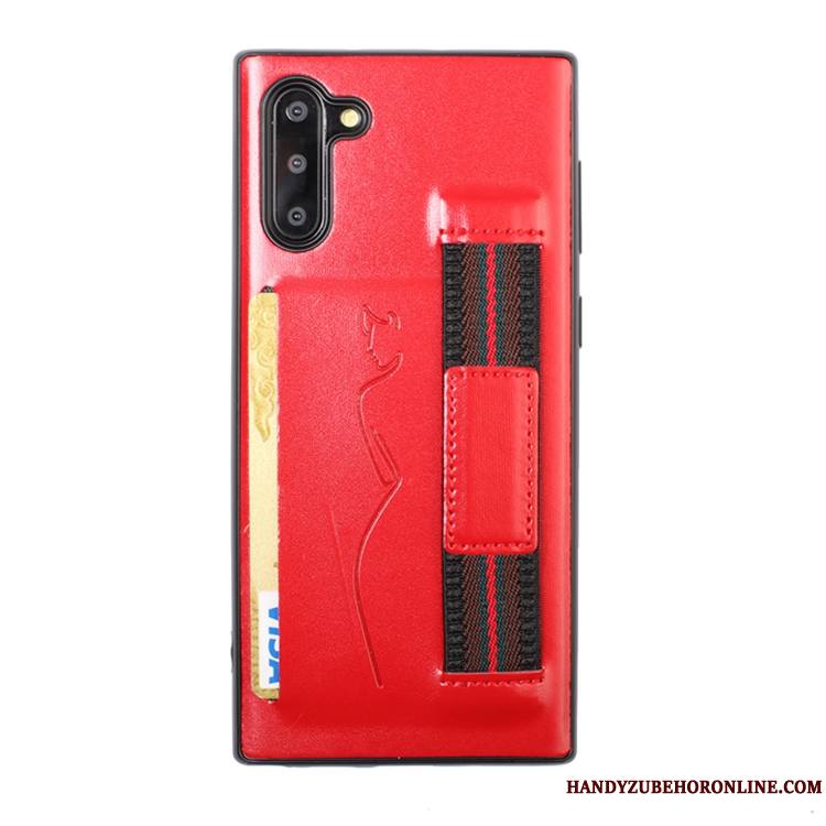 Samsung Galaxy Note 10 Fluide Doux Rouge Coque De Téléphone Étoile Carte Étui