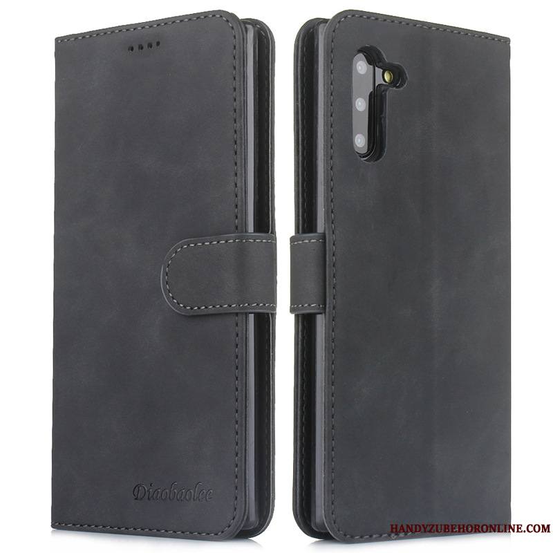 Samsung Galaxy Note 10 Gris Étui En Cuir Étoile Housse Coque De Téléphone