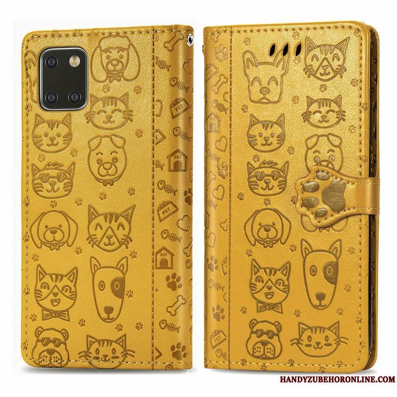 Samsung Galaxy Note 10 Lite Chat En Relief Couleur Unie Protection Coque De Téléphone Chiens Étoile