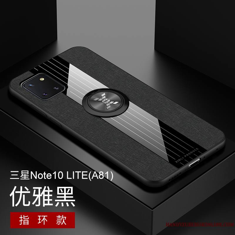 Samsung Galaxy Note 10 Lite Coque Antidérapant Délavé En Daim Étoile Gris Pu Étui Luxe