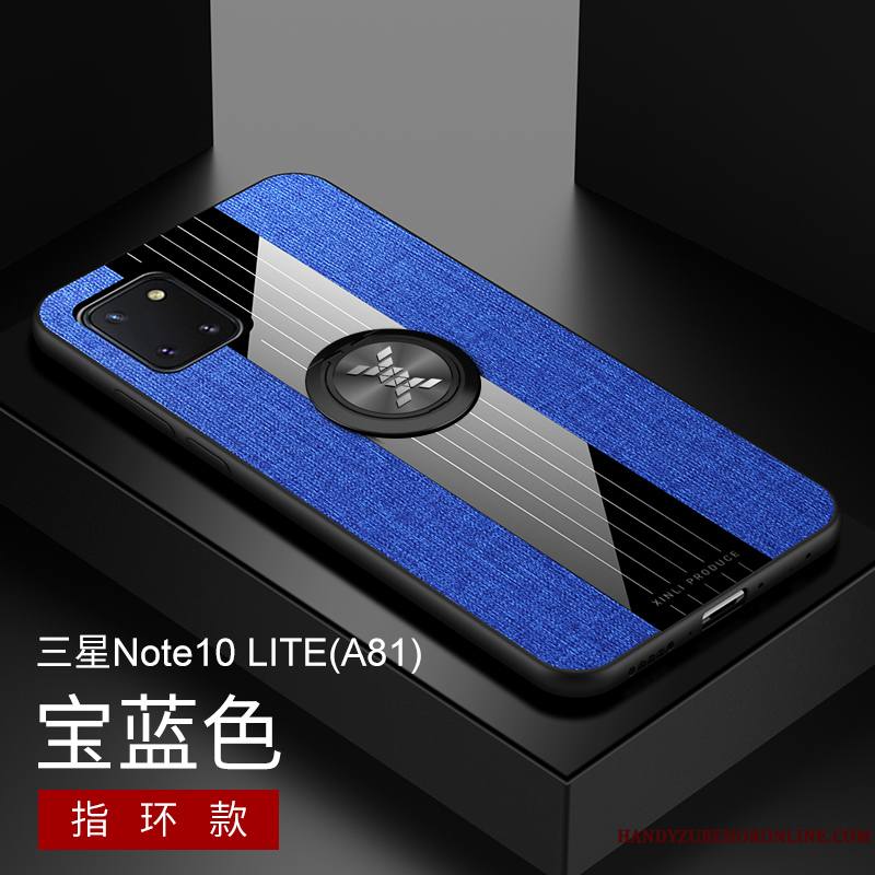 Samsung Galaxy Note 10 Lite Coque Antidérapant Délavé En Daim Étoile Gris Pu Étui Luxe