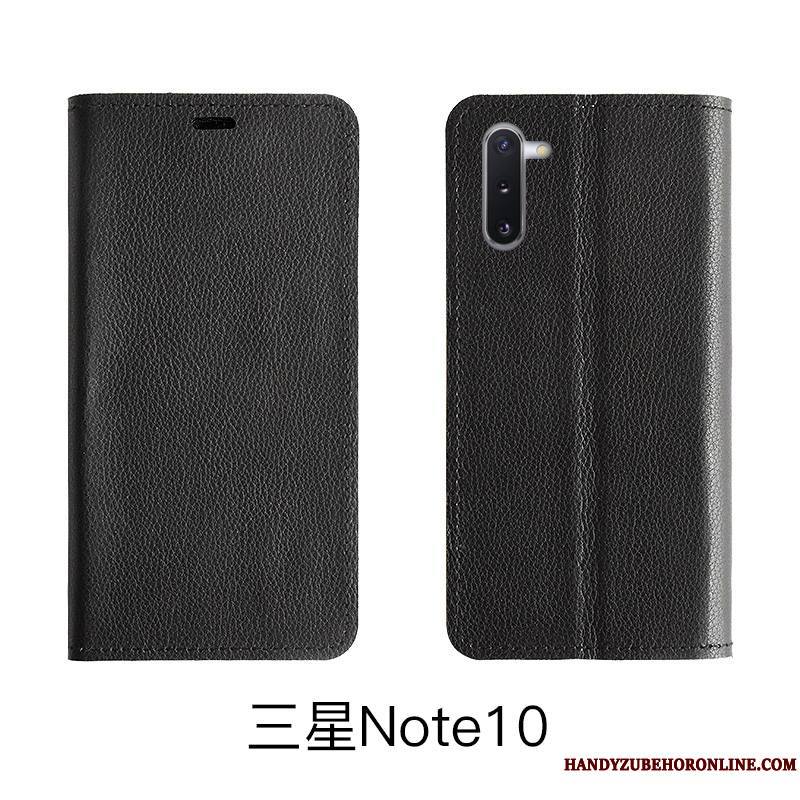 Samsung Galaxy Note 10 Lite Coque De Téléphone Cuir Véritable Litchi Housse Modèle Fleurie Étoile Protection