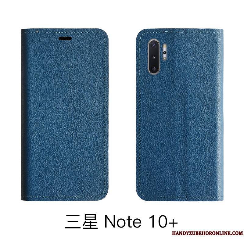 Samsung Galaxy Note 10 Lite Coque De Téléphone Cuir Véritable Litchi Housse Modèle Fleurie Étoile Protection