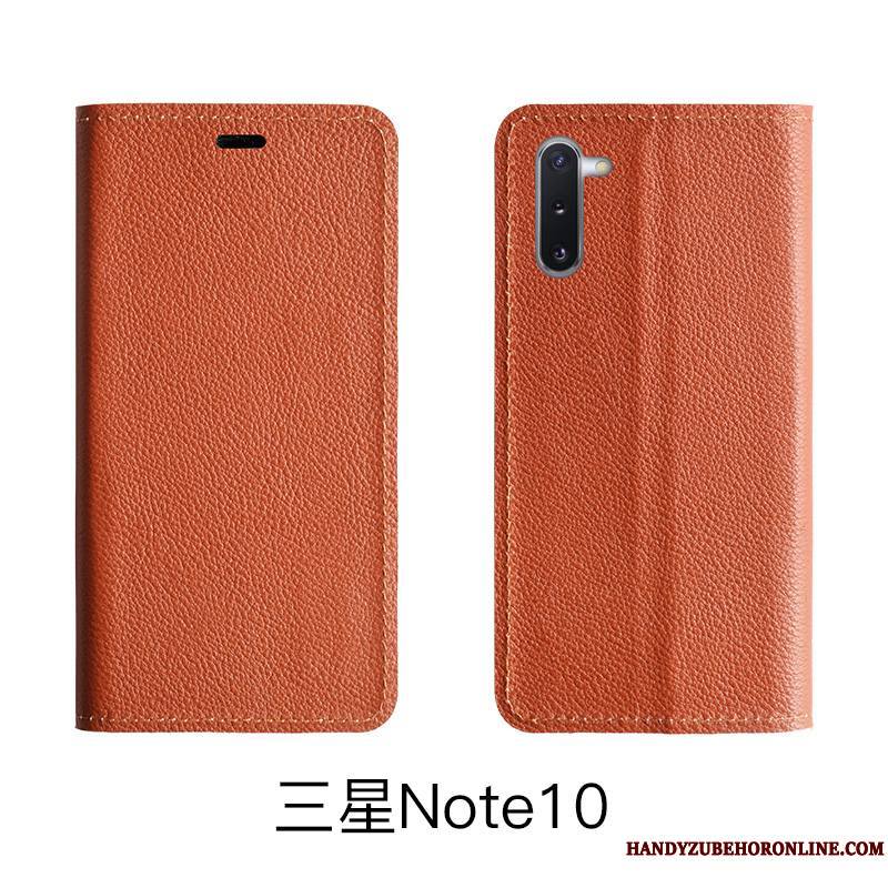 Samsung Galaxy Note 10 Lite Coque De Téléphone Cuir Véritable Litchi Housse Modèle Fleurie Étoile Protection