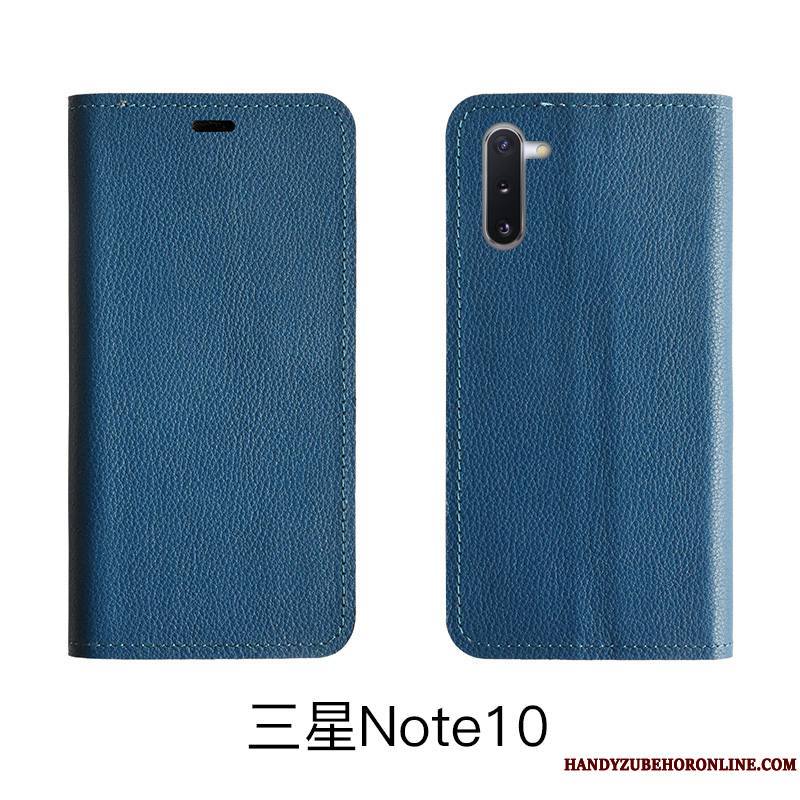 Samsung Galaxy Note 10 Lite Coque De Téléphone Cuir Véritable Litchi Housse Modèle Fleurie Étoile Protection