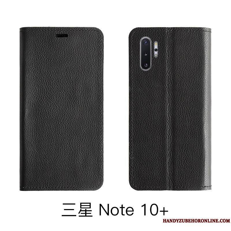 Samsung Galaxy Note 10 Lite Coque De Téléphone Cuir Véritable Litchi Housse Modèle Fleurie Étoile Protection