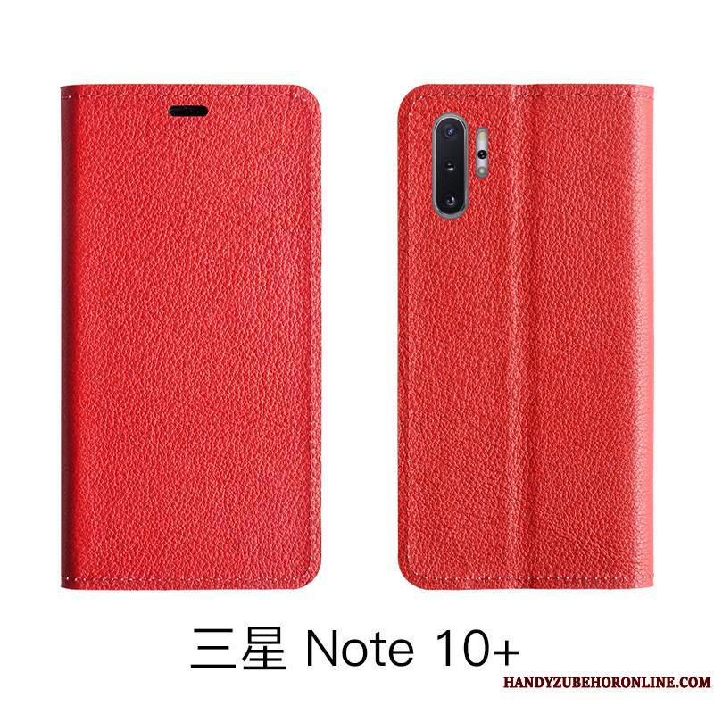 Samsung Galaxy Note 10 Lite Coque De Téléphone Cuir Véritable Litchi Housse Modèle Fleurie Étoile Protection