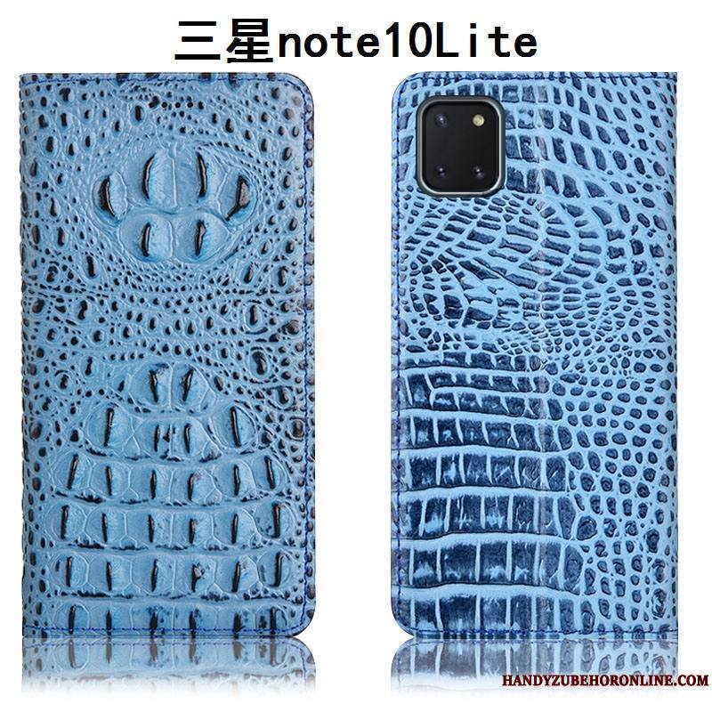 Samsung Galaxy Note 10 Lite Étui Crocodile Modèle Fleurie Étui En Cuir Noir Coque De Téléphone Housse