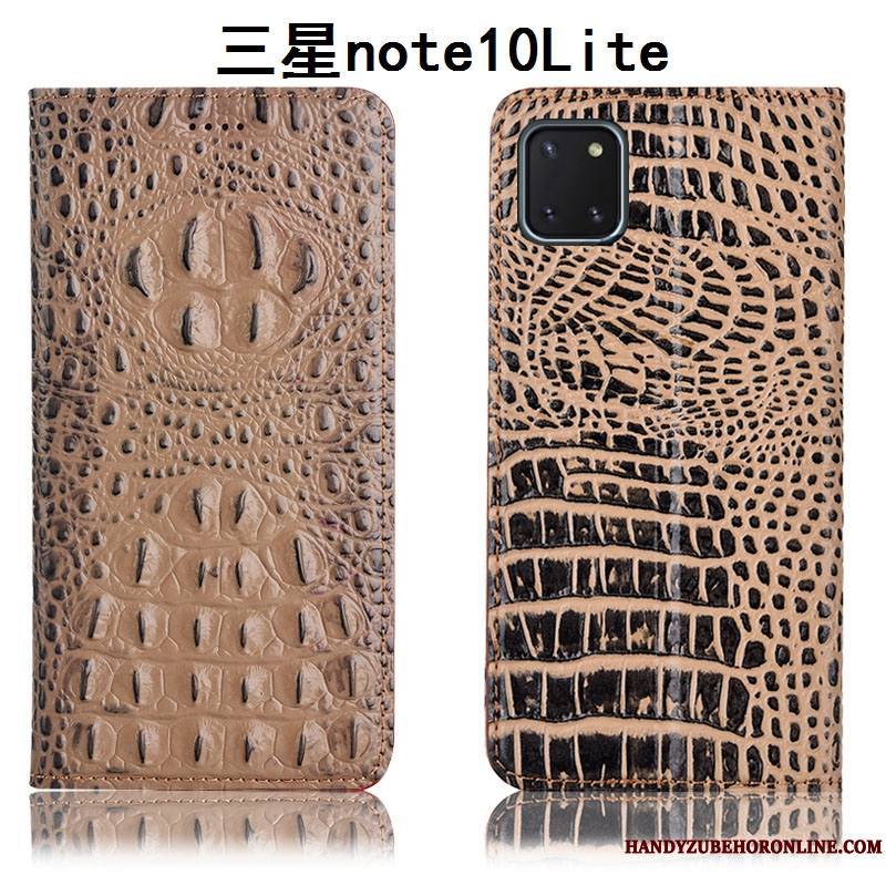 Samsung Galaxy Note 10 Lite Étui Crocodile Modèle Fleurie Étui En Cuir Noir Coque De Téléphone Housse