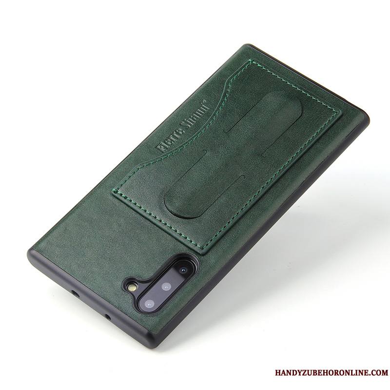 Samsung Galaxy Note 10 Vert Étoile Protection Étui En Cuir Carte Coque De Téléphone