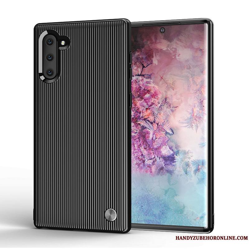 Samsung Galaxy Note 10 Étoile Fluide Doux Incassable Protection Noir Rayé Coque De Téléphone