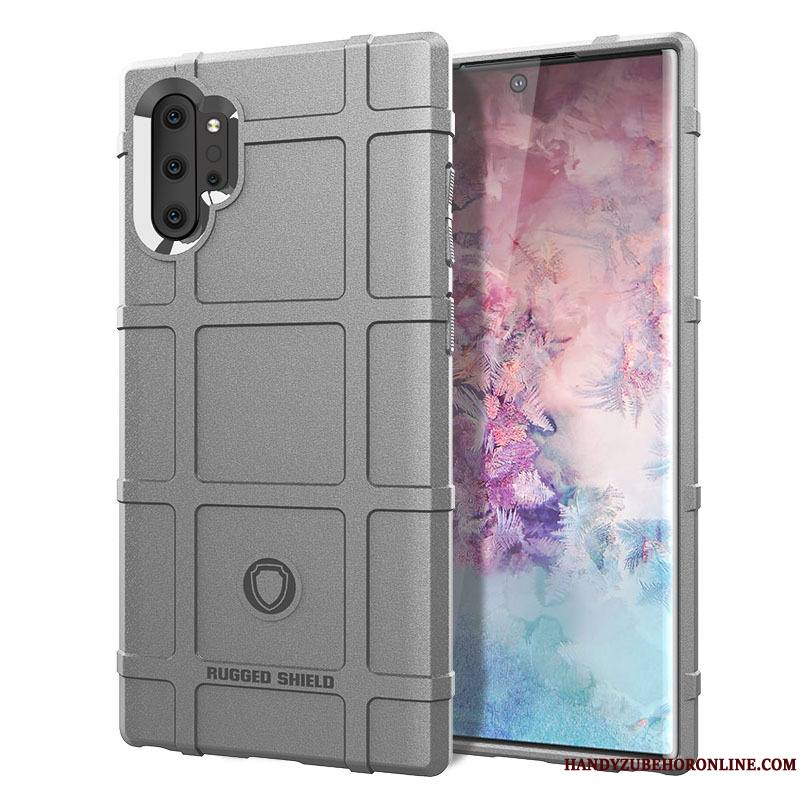 Samsung Galaxy Note 10+ Étoile Étui Gris Coque De Téléphone Délavé En Daim Incassable Silicone