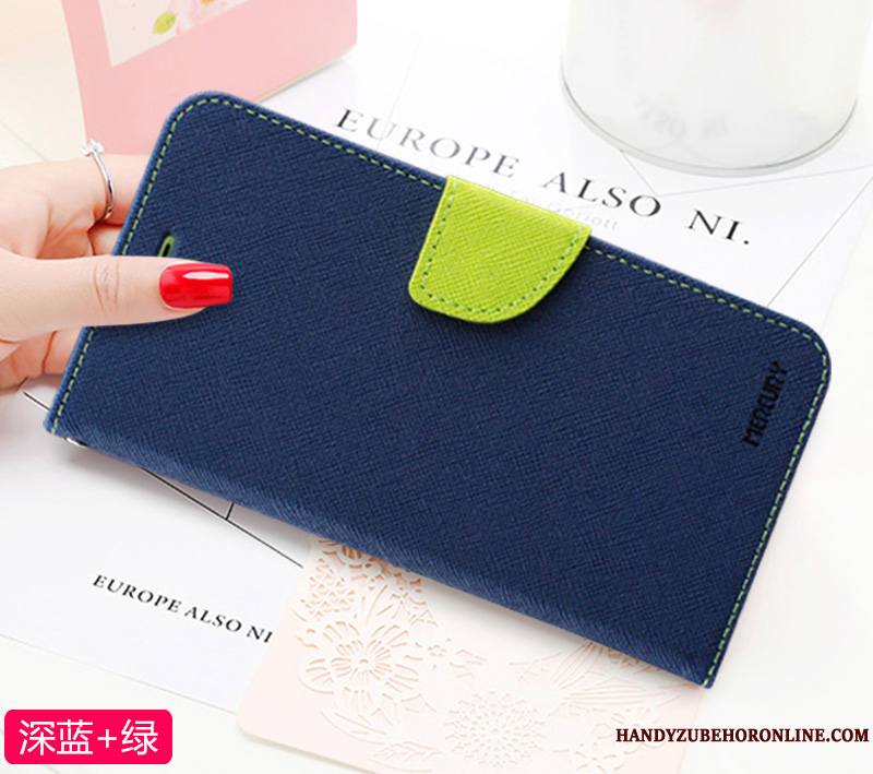 Samsung Galaxy Note 10 Étui En Cuir Housse Incassable Coque De Téléphone Protection Étoile Bleu