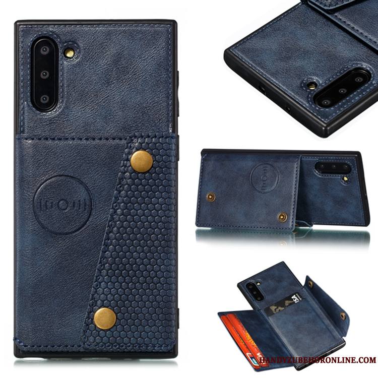 Samsung Galaxy Note 10 Étui Magnétisme Noir Étoile Fluide Doux Carte Coque De Téléphone