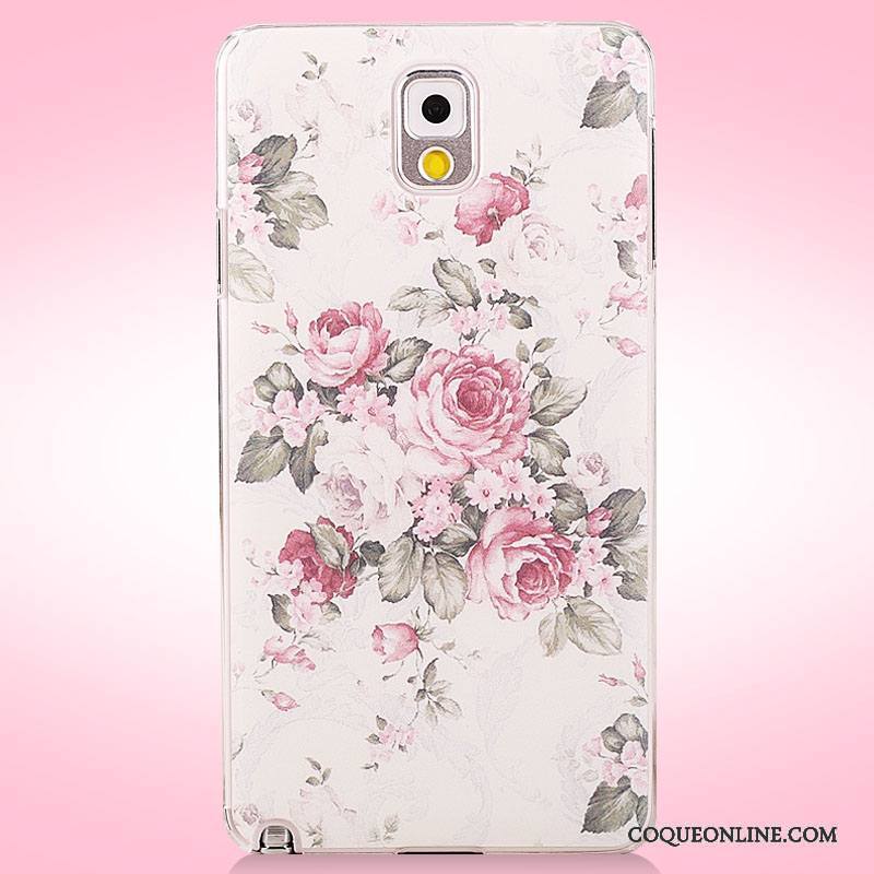 Samsung Galaxy Note 3 Coque Fleurs Protection Étui Peinture Rose Étoile