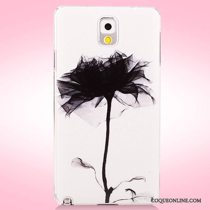 Samsung Galaxy Note 3 Coque Fleurs Protection Étui Peinture Rose Étoile