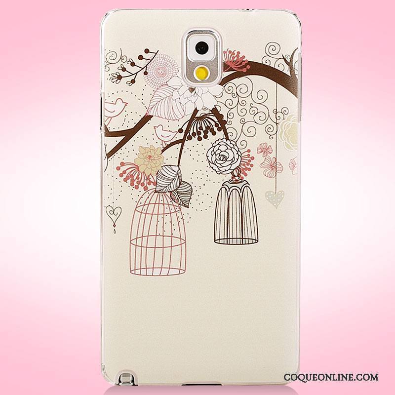 Samsung Galaxy Note 3 Coque Fleurs Protection Étui Peinture Rose Étoile