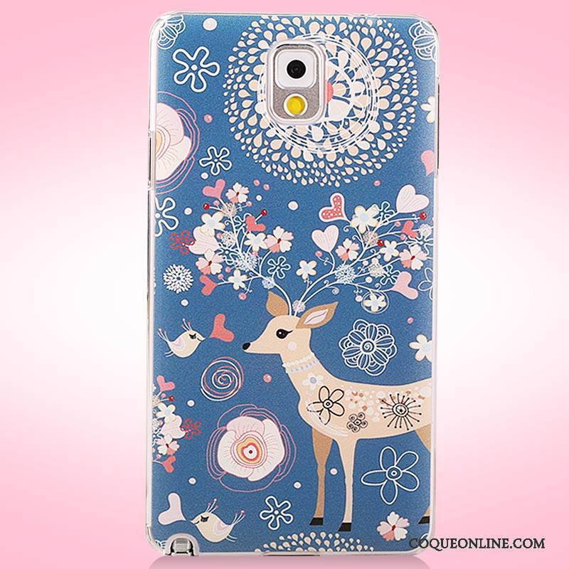 Samsung Galaxy Note 3 Coque Fleurs Protection Étui Peinture Rose Étoile