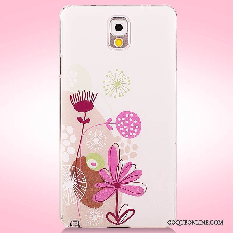 Samsung Galaxy Note 3 Coque Fleurs Protection Étui Peinture Rose Étoile