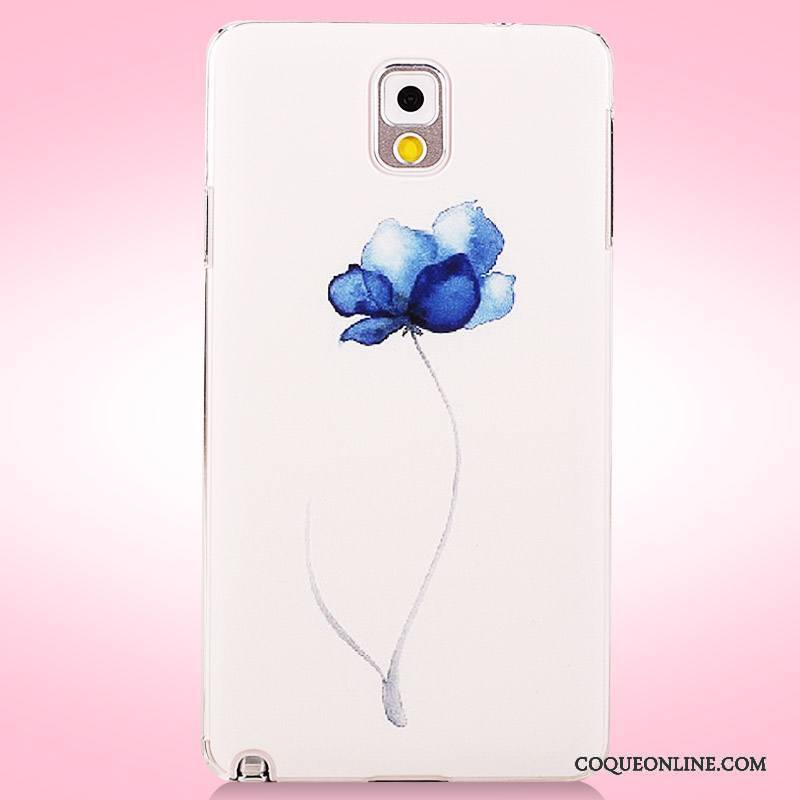 Samsung Galaxy Note 3 Coque Fleurs Protection Étui Peinture Rose Étoile