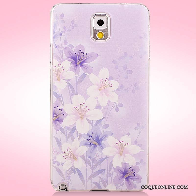 Samsung Galaxy Note 3 Coque Fleurs Protection Étui Peinture Rose Étoile